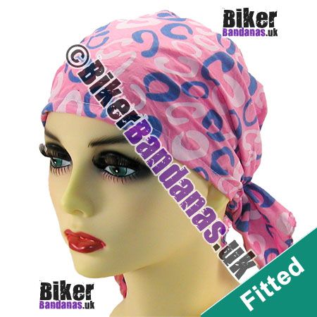 Ladies Pink Retro Fitted Elasticated Headscarf / Zandana / Fitted Bandana / Head Wrap