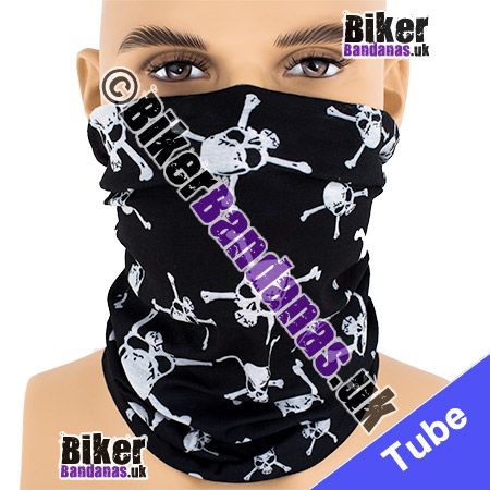 Black Skull and Crossbones Multifunctional Headwear / Neck Tube Bandana / Neck Warmer