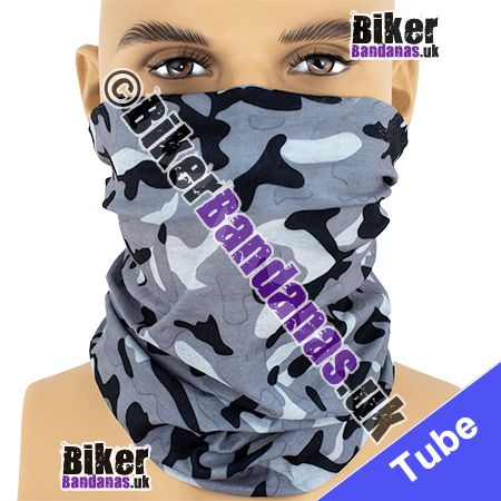 Urban Grey Camouflage Multifunctional Headwear / Neck Tube Bandana / Neck Warmer