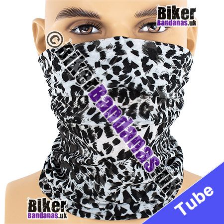 Black Grey White Leopard Print Neck Tube Bandana / Multifunctional Headwear / Neck Warmer