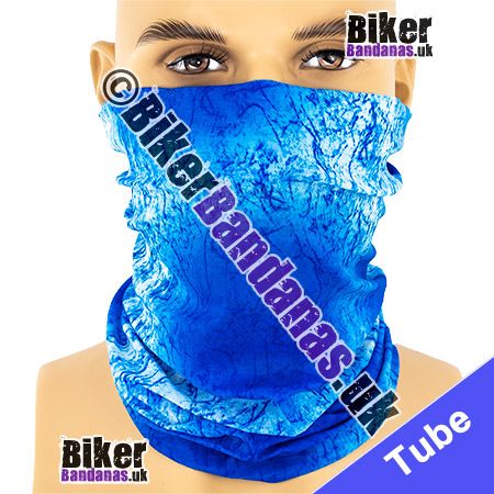 BUDGET Crackled Blue and White Neck Tube Bandana / Multifunctional Headwear / Neck Warmer