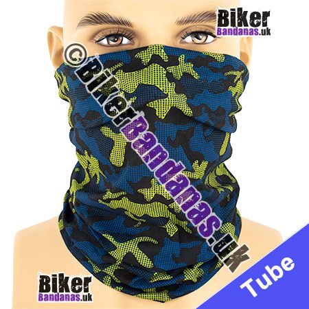 Blue and Yellow Camouflage Mesh Neck Tube / Multifunctional Headwear / Neck Warmer