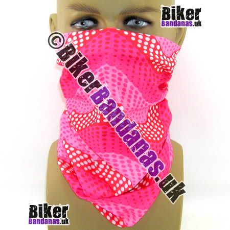 Pink Chevron Polka Dot Multifunctional Headwear / Neck Tube Bandana / Neck Warmer