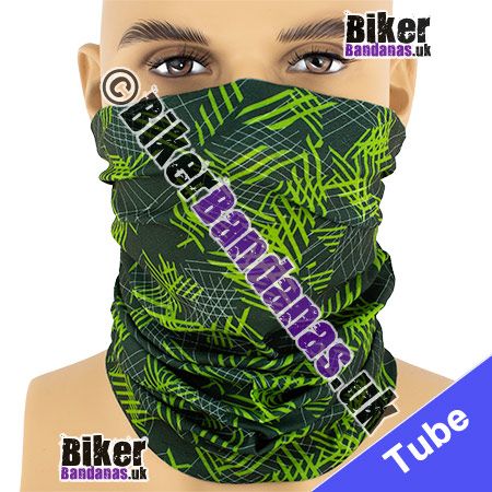 Green and Lime Hatched Multifunctional Headwear / Neck Tube Bandana / Neck Warmer