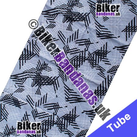 Fabric view of Grey and Black Hatched Multifunctional Headwear / Neck Tube Bandana / Neck Warmer