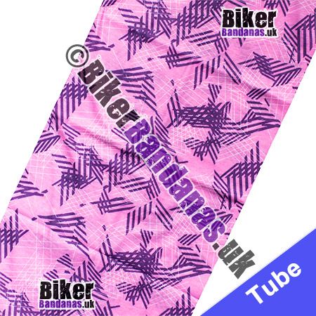 Fabric view of Pink and Purple Hatched Multifunctional Headwear / Neck Tube Bandana / Neck Warmer