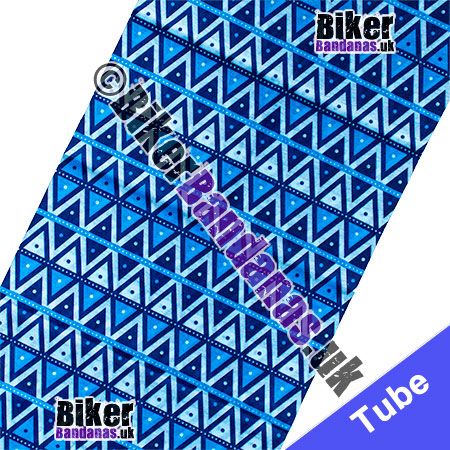 Fabric view of Blue Aztec Stripes Multifunctional Headwear / Neck Tube Bandana / Neck Warmer