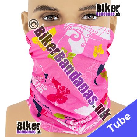 Butterflies on Pink Multifunctional Headwear / Neck Tube Bandana / Neck Warmer
