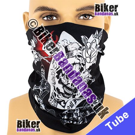 Skull Rose Flaming Dice CND Neck Tube Bandana / Multifunctional Headwear / Neck Warmer