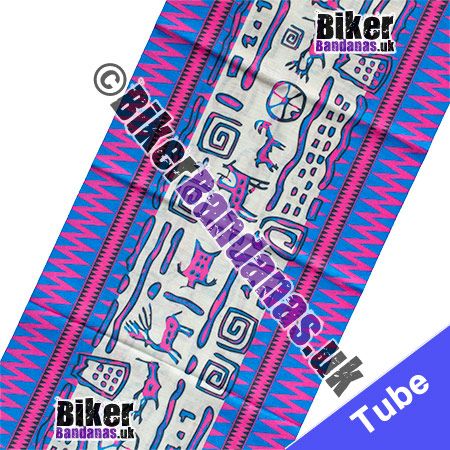 Fabric view of Pale Pink Blue and Cream Aztec Multifunctional Headwear / Neck Tube Bandana / Neck Warmer