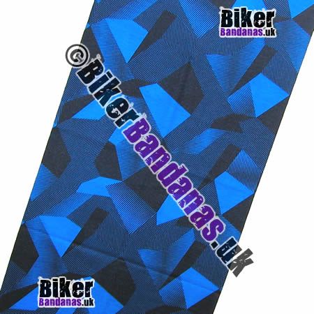 Fabric view of Royal Blue and Navy Prisms Multifunctional Headwear / Neck Tube Bandana / Neck Warmer