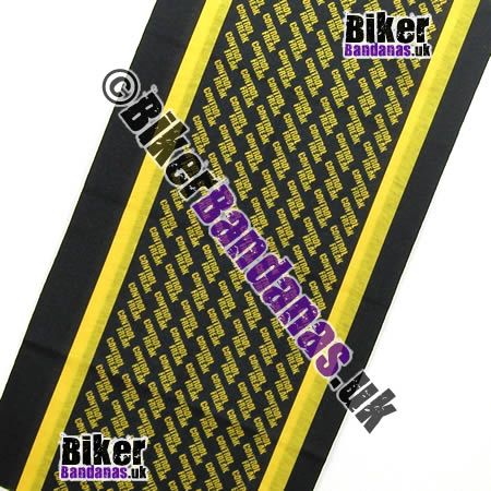 Fabric view of Yellow Control Freak on Black Multifunctional Headwear / Neck Tube Bandana / Neck Warmer