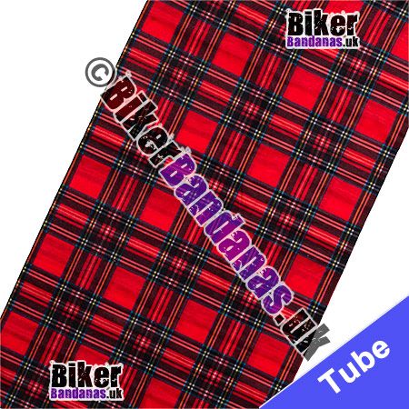 Fabric view of Traditional Red Tartan Plaid Neck Tube / Multifunctional Headwear / Neck Warmer