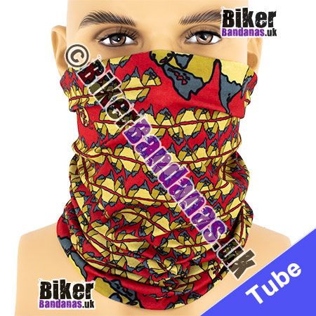 Abstract Reflected Mountains on Red Multifunctional Headwear / Neck Tube Bandana / Neck Warmer