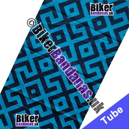 Fabric view of Giant Blue Maze Multifunctional Headwear / Neck Tube Bandana / Neck Warmer