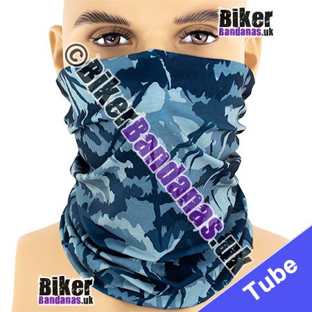 Ice Blue Camouflage Neck Tube Bandana / Multifunctional Headwear / Neck Warmer