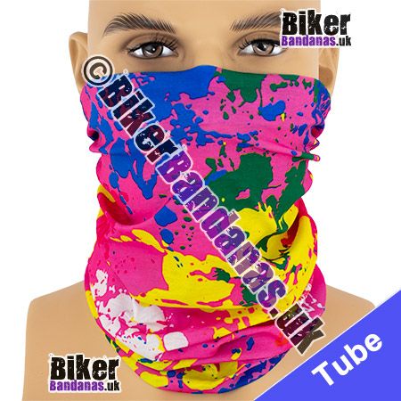 Pink Paint Splatter Multifunctional Headwear / Neck Tube Bandana / Neck Warmer