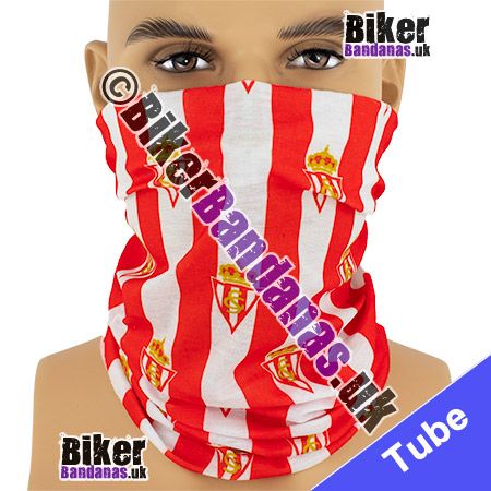 Red and White Crested Football Stripes Neck Tube Bandana / Multifunctional Headwear / Neck Warmer