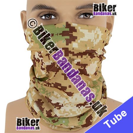 Desert Storm Pixelated Camouflage Neck Tube Bandana / Multifunctional Headwear / Neck Warmer