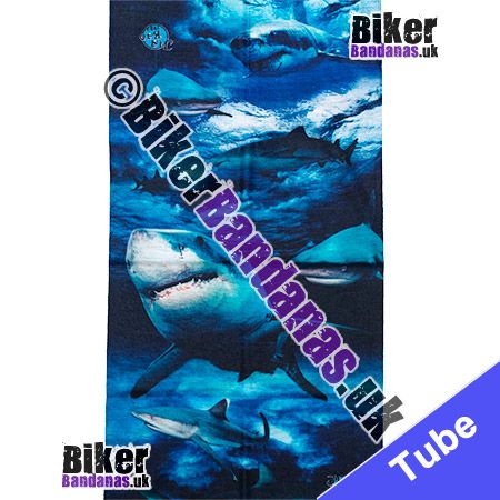Fabric view of Sharks Swimming in the Ocean Multifunctional Headwear / Neck Tube Bandana / Neck Warmer