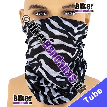 Black and White Zebra Print Neck Tube Bandana / Multifunctional Headwear / Neck Warmer