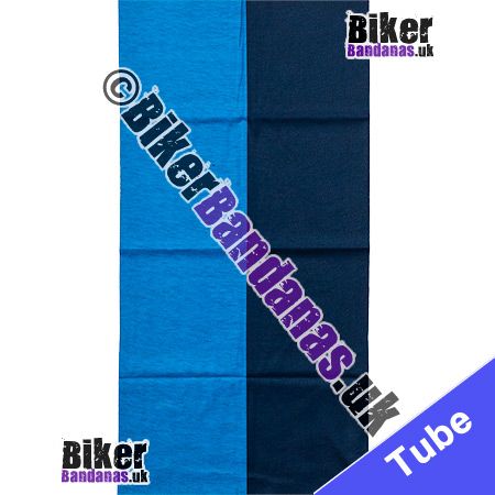 Fabric view of Plain Vertical Split Blue and Navy Blue Neck Tube Bandana / Multifunctional Headwear / Neck Warmer