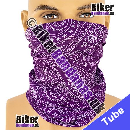 Purple Paisley Fern Neck Tube / Multifunctional Headwear / Neck Warmer