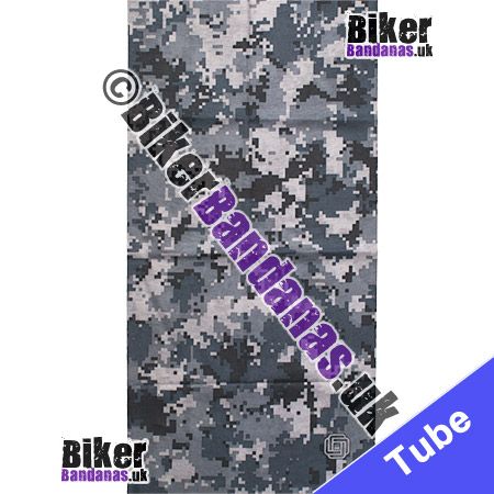 Fabric view of Grey Digital Camouflage Neck Tube Neck Tube Bandana / Multifunctional Headwear / Neck Warmer