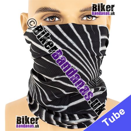 Black and White Veined Striped Neck Tube Bandana / Multifunctional Headwear / Neck Warmer