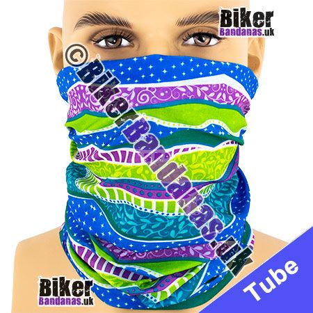 Blue Landscape Stripes Neck Tube Bandana / Multifunctional Headwear / Neck Warmer