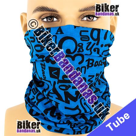 Blue Typeface Neck Tube Bandana / Multifunctional Headwear / Neck Warmer