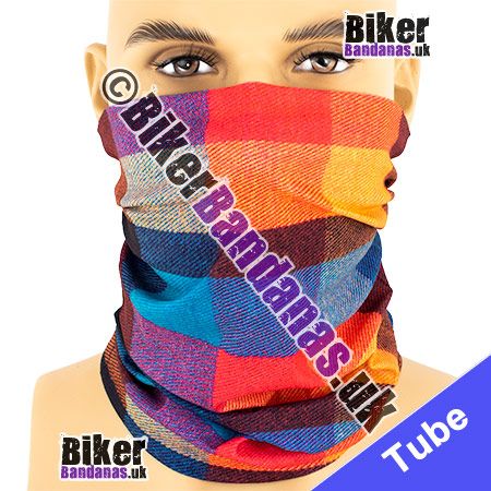 Multicoloured Woven Check Plaid Neck Tube Bandana / Multifunctional Headwear / Neck Warmer