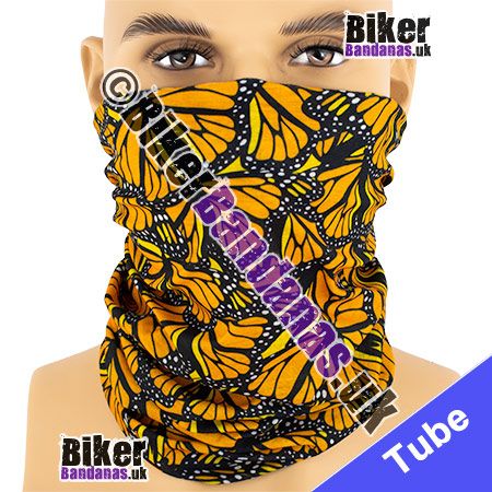 Orange Butterflies Neck Tube Bandana / Multifunctional Headwear / Neck Warmer