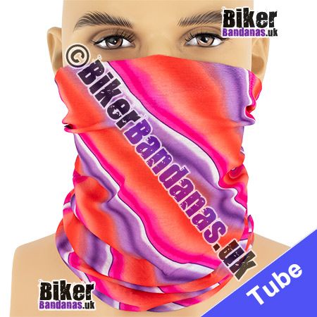 Red and Purple Wavy Diagonal Stripes Multifunctional Headwear / Neck Tube Bandana / Neck Warmer