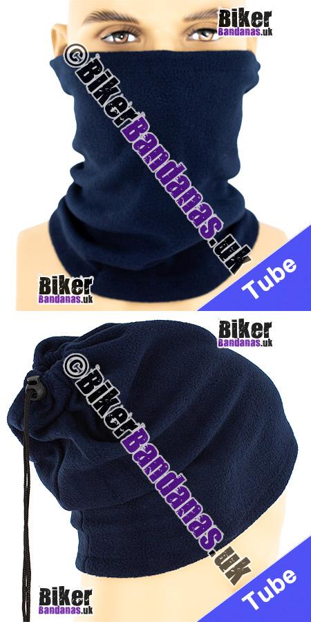 Plain Navy Blue Fleece 3-in-1 Neck Tube Bandana / Beanie Hat