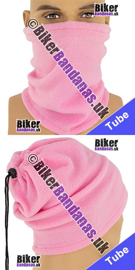 Plain Pink Fleece 3-in-1 Neck Tube Bandana / Beanie Hat