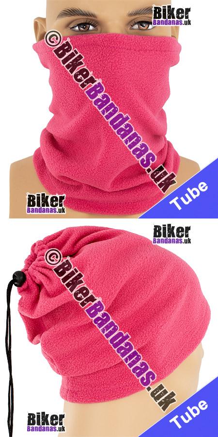 Plain Bubble Gum Pink Fleece 3-in-1 Neck Tube Bandana / Beanie Hat